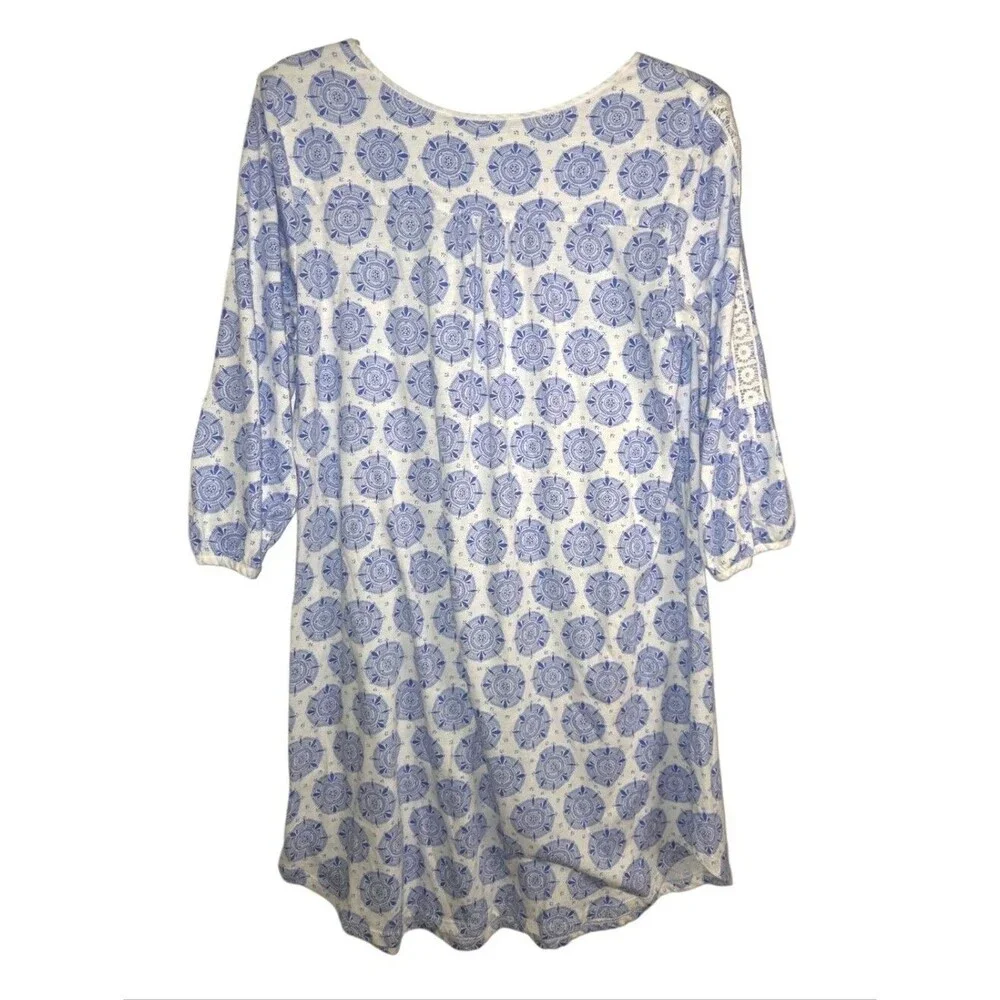 Carole Hochman Light Blue Floral Cotton Sleep Dress Nightgown